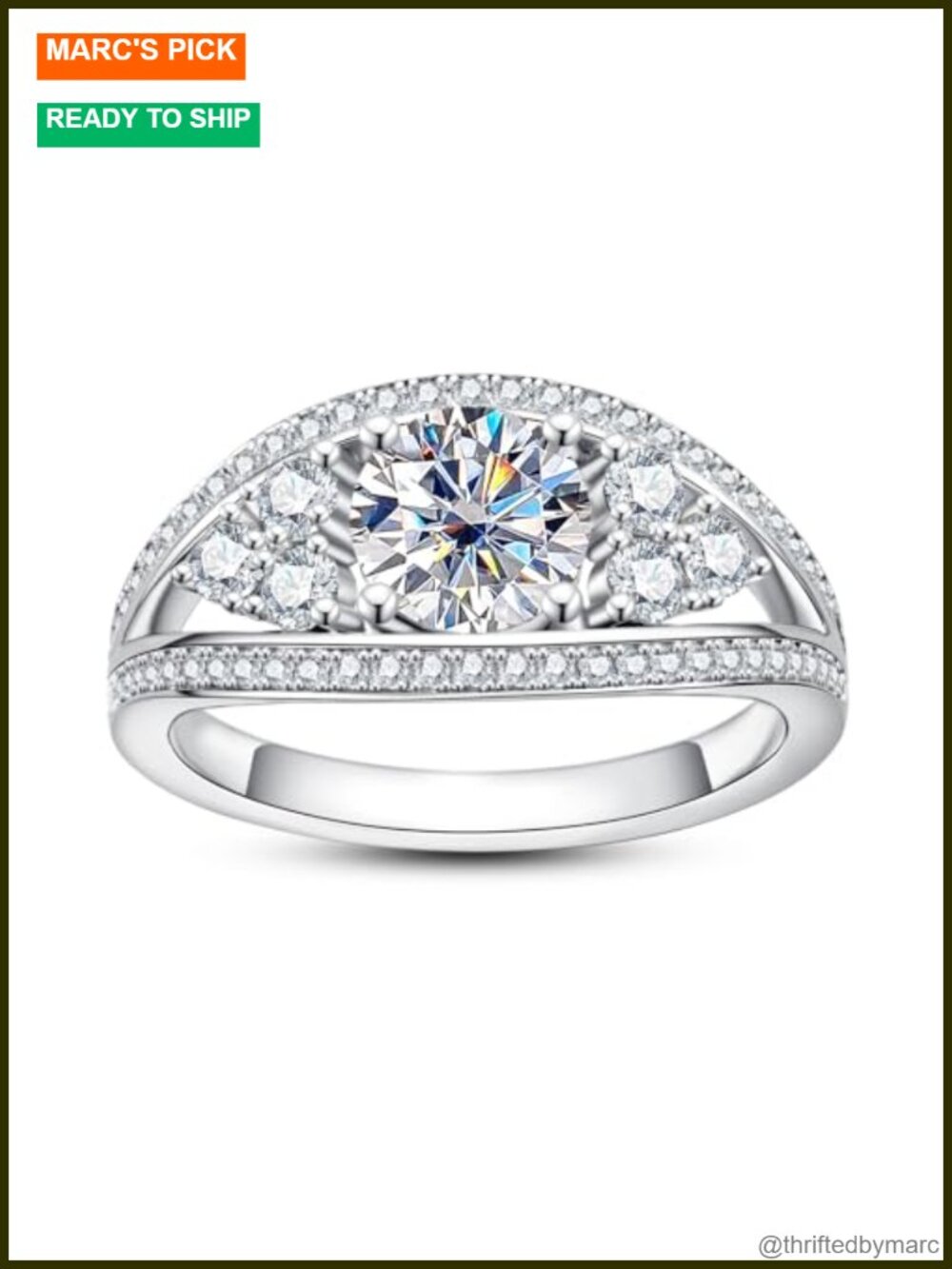 Moissanite Engagement Ring 925 Sterling Silver Bezel Halo Promise Wedding